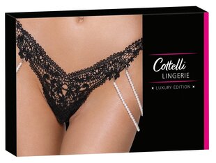 Stringid Cottelli Lingerie pärlikettidega, must, S/M цена и информация | Сексуальное женское белье | kaup24.ee