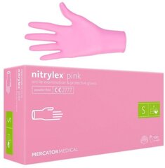 Перчатки нитриловые, одноразовые, Mercator Nitrylex Pink S, 100 шт. цена и информация | Рабочие перчатки | kaup24.ee