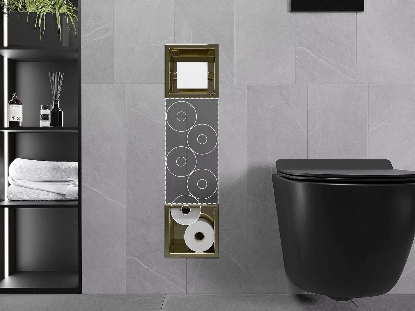 Mexen X-Wall-BP peidetud tualettpaberi hoidja koos ümbrisega, Gold цена и информация | Vannitoa sisustuselemendid ja aksessuaarid | kaup24.ee