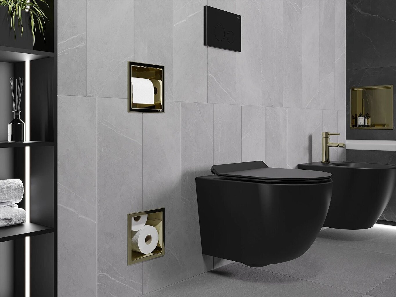 Mexen X-Wall-BP peidetud tualettpaberi hoidja koos ümbrisega, Gold цена и информация | Vannitoa sisustuselemendid ja aksessuaarid | kaup24.ee