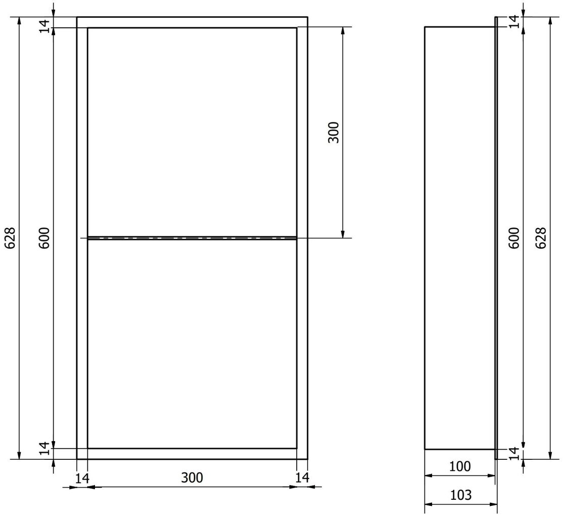 Mexen X-Wall-R süvistatav seinariiul 2l, 60x30 cm, Gold цена и информация | Vannitoa sisustuselemendid ja aksessuaarid | kaup24.ee