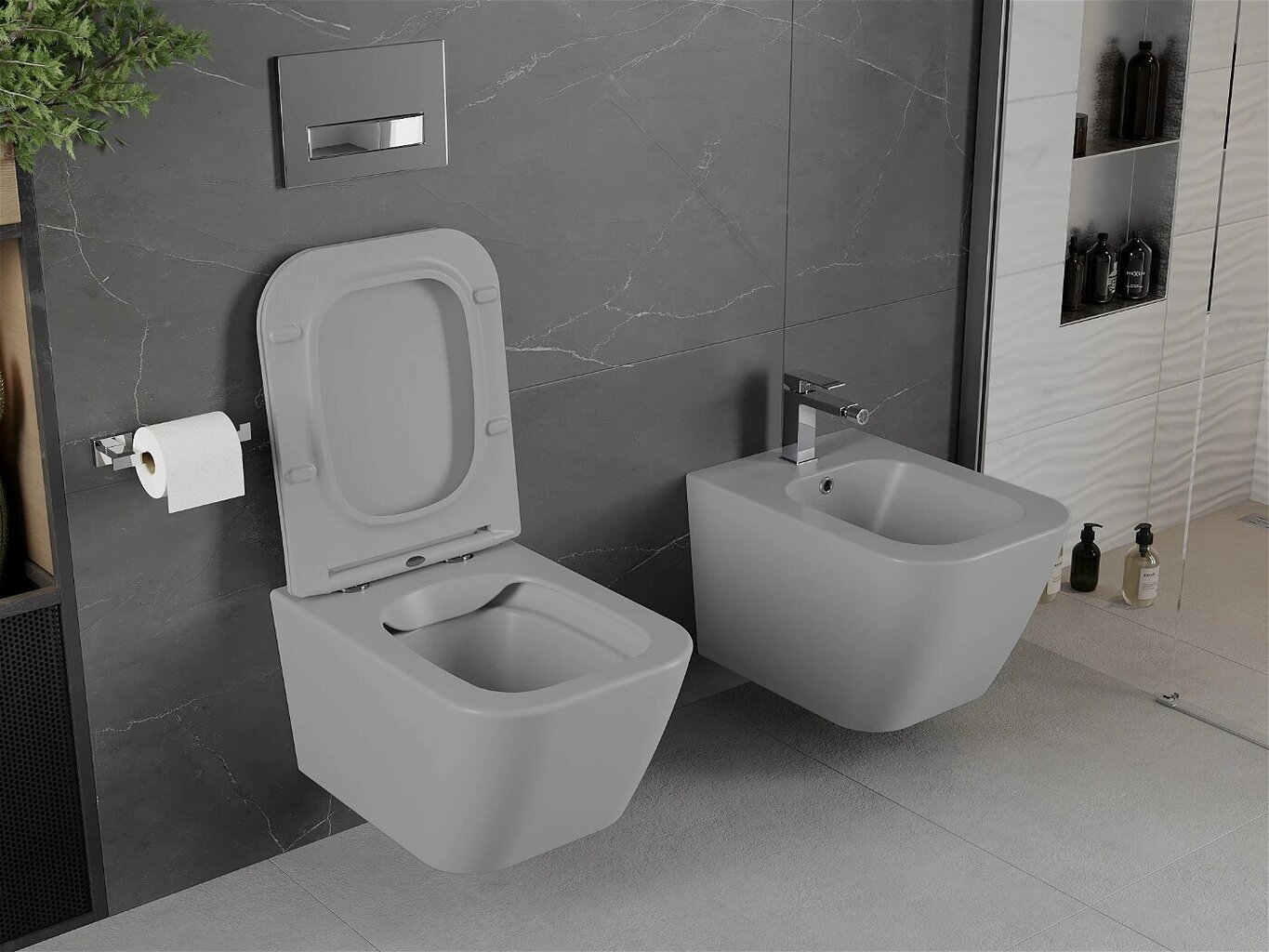 WC-pott Mexen Madox Rimless Slim Duroplast koos aeglaselt sulguva kaanega, Light grey mat hind ja info | WС-potid | kaup24.ee