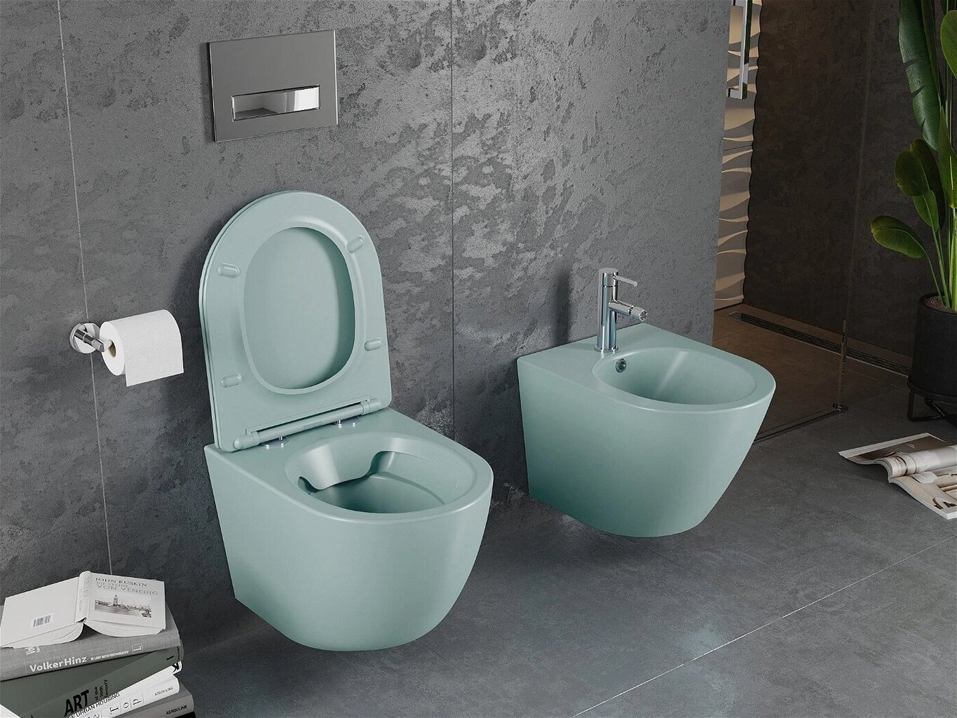 WC-pott Mexen Lena Rimless Slim Duroplast koos aeglaselt sulguva kaanega, Light green mat цена и информация | WС-potid | kaup24.ee