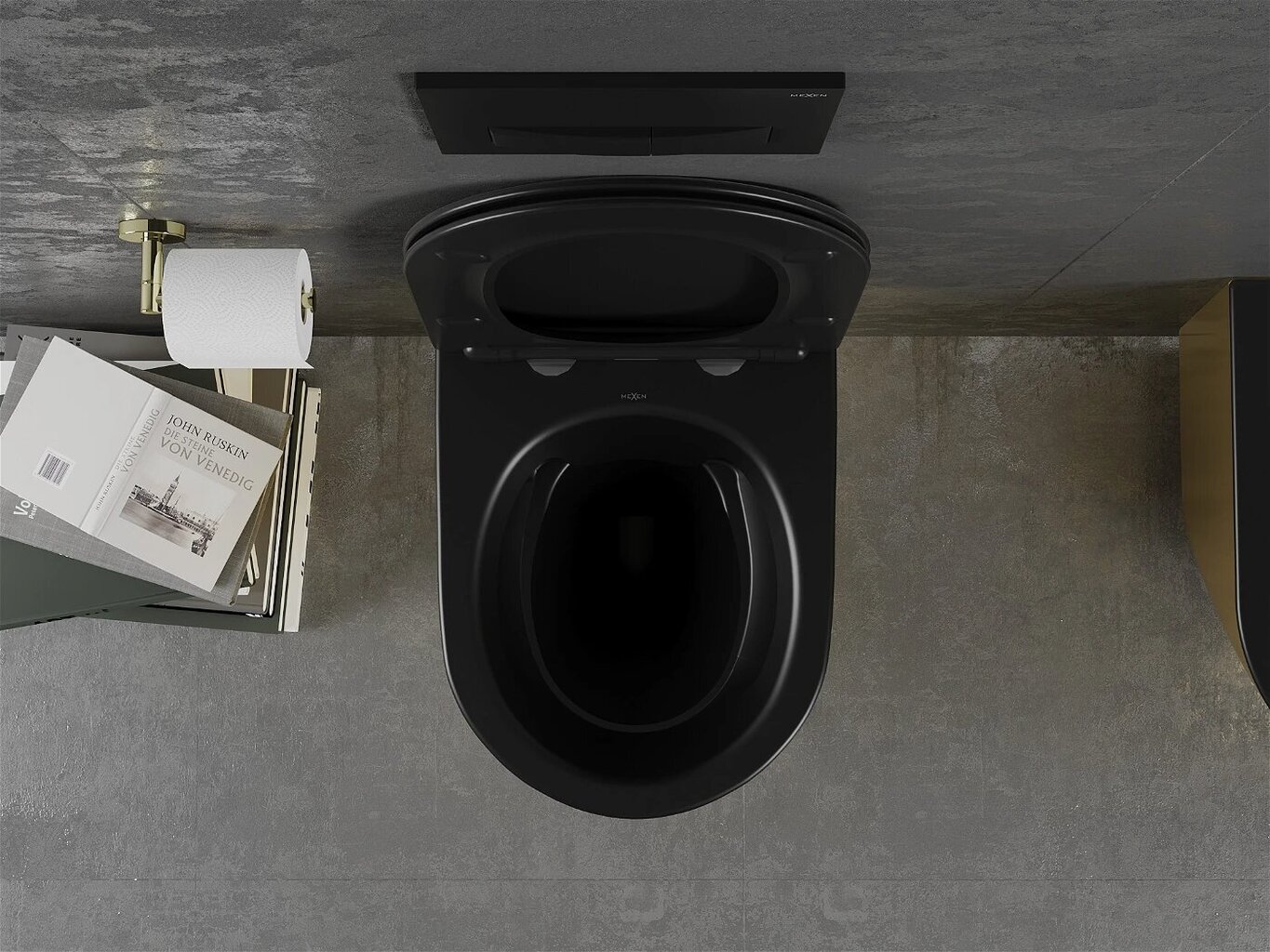 WC-pott Mexen Lena Rimless Slim Duroplast koos aeglaselt sulguva kaanega, Black matt/Gold hind ja info | WС-potid | kaup24.ee