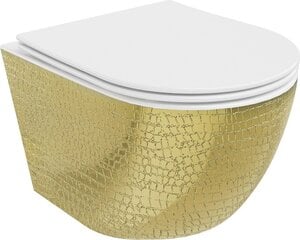 WC-pott Mexen Lena Rimless Slim Duroplast koos aeglaselt sulguva kaanega, White/Gold pattern цена и информация | Унитазы | kaup24.ee