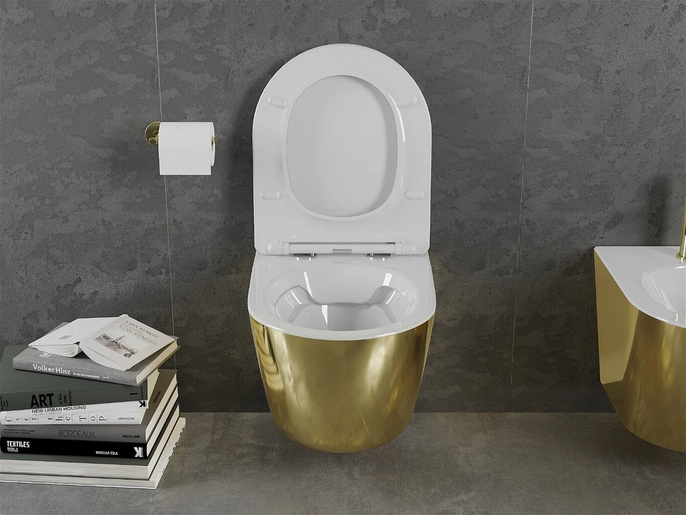 WC-pott Mexen Lena Rimless Slim Duroplast koos aeglaselt sulguva kaanega, White/Gold hind ja info | WС-potid | kaup24.ee