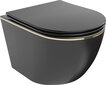 WC-pott Mexen Lena Rimless Slim Duroplast koos aeglaselt sulguva kaanega, Black matt/Gold edge цена и информация | WС-potid | kaup24.ee