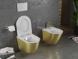 WC-pott Mexen Lena Rimless Slim Duroplast koos aeglaselt sulguva kaanega, White/Gold lines цена и информация | WС-potid | kaup24.ee