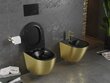 WC-pott Mexen Lena Rimless Slim Duroplast koos aeglaselt sulguva kaanega, Black matt/Gold lines цена и информация | WС-potid | kaup24.ee