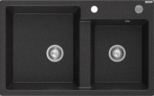 Graniidist köögivalamu Mexen Tomas koos sifooniga, Metallic black/silver цена и информация | Раковины на кухню | kaup24.ee