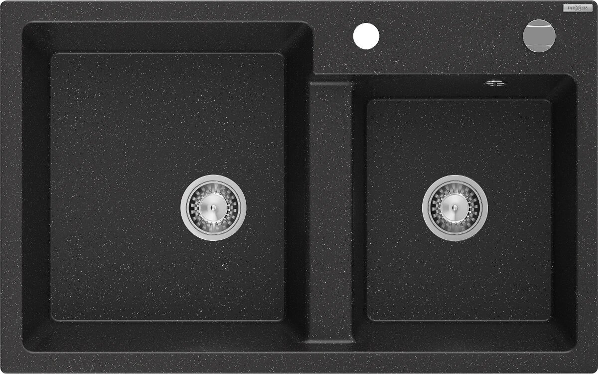 Graniidist köögivalamu Mexen Tomas koos sifooniga, Metallic black/silver цена и информация | Köögivalamud | kaup24.ee