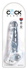 Фаллоимитатор KingCock с яичками, прозрачный, 20см цена и информация | Фаллоимитаторы | kaup24.ee