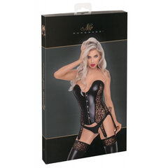 Корсет Noir с подвязками для чулок, черный, с узором, L цена и информация | Сексуальное женское белье | kaup24.ee