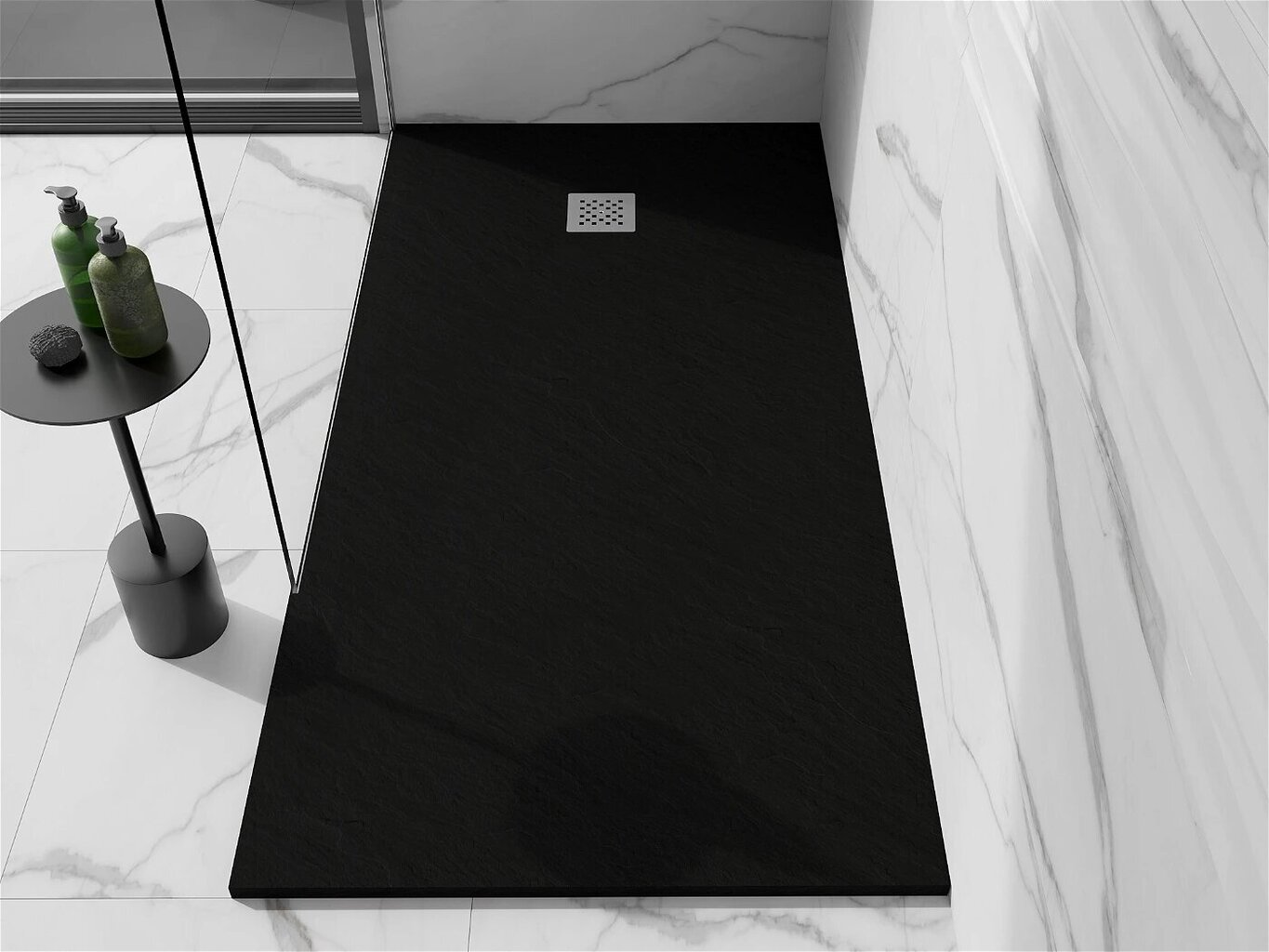 Ristkülikukujuline dušialus Mexen Stone+ koos sifooniga, black, 180x70,80,90,100 cm hind ja info | Dušialused | kaup24.ee