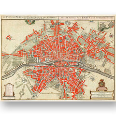 Plakat Antiikne kaart Paris, 59x84 cm (A1), Wolf Kult цена и информация | Картины, живопись | kaup24.ee