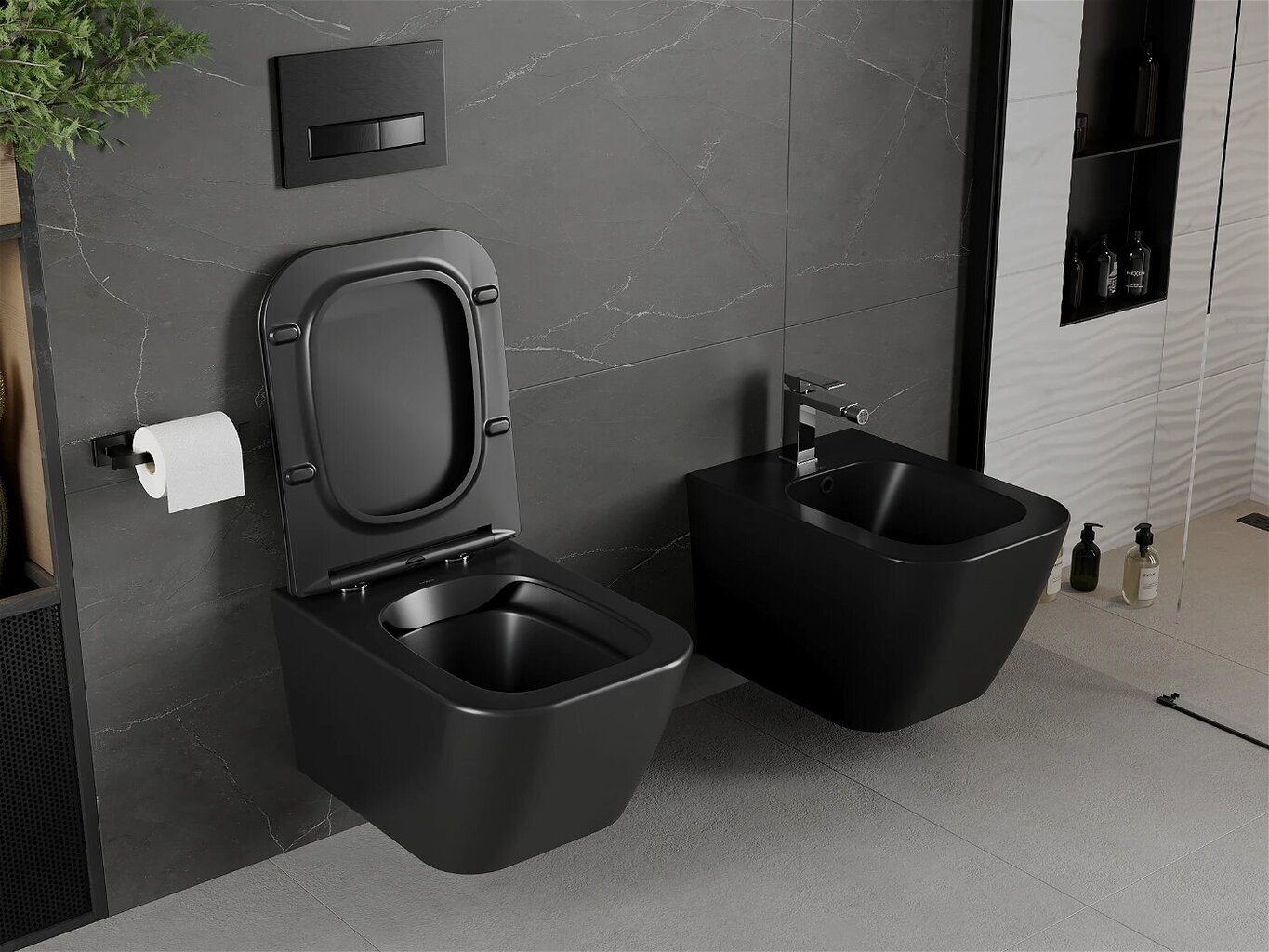WC-pott Mexen Madox Rimless Slim Duroplast koos aeglaselt sulguva kaanega, Black matt hind ja info | WС-potid | kaup24.ee