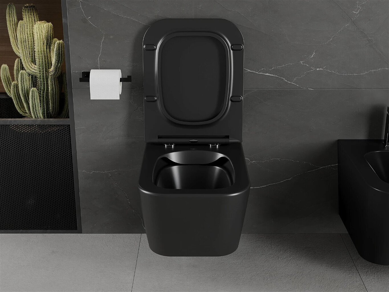 WC-pott Mexen Madox Rimless Slim Duroplast koos aeglaselt sulguva kaanega, Black matt цена и информация | WС-potid | kaup24.ee