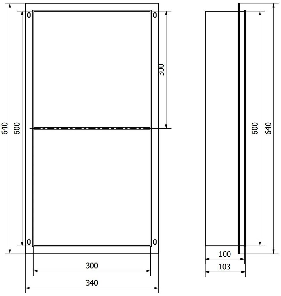 Mexen X-Wall-NR süvistatav seinariiul 2l, 60x30 cm, Inox hind ja info | Vannitoa sisustuselemendid ja aksessuaarid | kaup24.ee