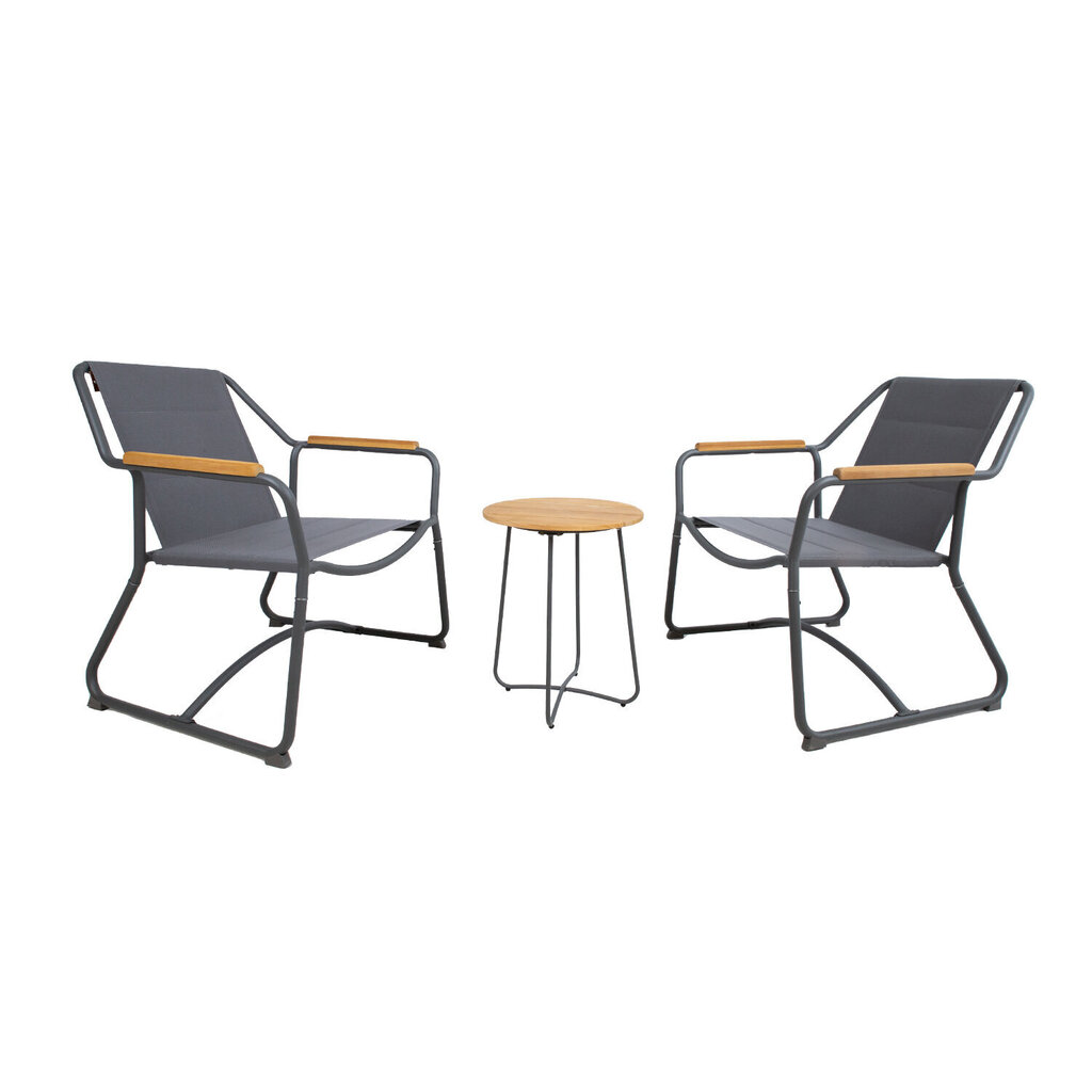 Rõdukomplekt LARISA laud ja 2 tooli, hall цена и информация | Aiamööbli komplektid | kaup24.ee
