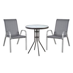 Садовая мебель DUBLIN (стол и 2 стула) серый цена и информация | Комплекты уличной мебели | kaup24.ee