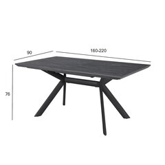 Söögilaud EDDY 160/220x90xH76cm hall, melamiin, metalljalad hind ja info | Köögi- ja söögilauad | kaup24.ee