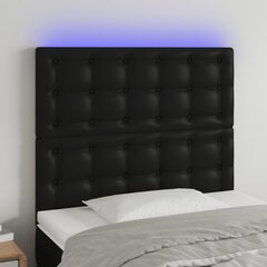 vidaXL LED-voodipeats, must, 100x5x118/128 cm, kunstnahk цена и информация | Кровати | kaup24.ee