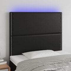 vidaXL LED-voodipeats, must, 100x5x118/128 cm, kunstnahk цена и информация | Кровати | kaup24.ee