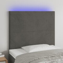 vidaXL LED-voodipeats, tumehall, 100x5x118/128 cm, samet цена и информация | Кровати | kaup24.ee