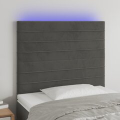 vidaXL LED-voodipeats, tumehall, 100x5x118/128 cm, samet цена и информация | Кровати | kaup24.ee