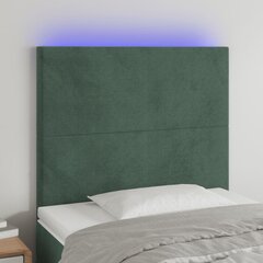 vidaXL LED-voodipeats, tumeroheline, 100x5x118/128 cm, samet цена и информация | Кровати | kaup24.ee