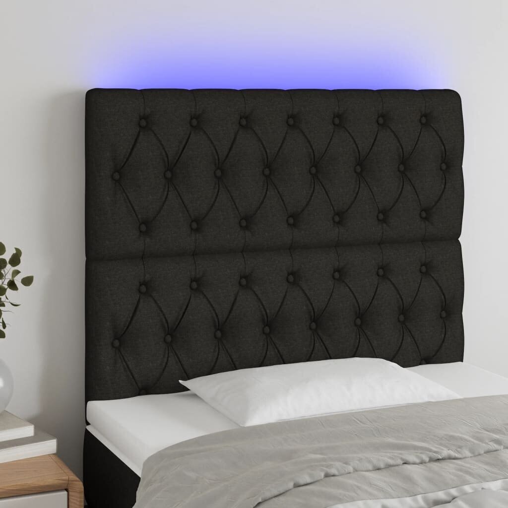 vidaXL LED-voodipeats, must, 100x7x118/128 cm, kangas hind ja info | Voodid | kaup24.ee