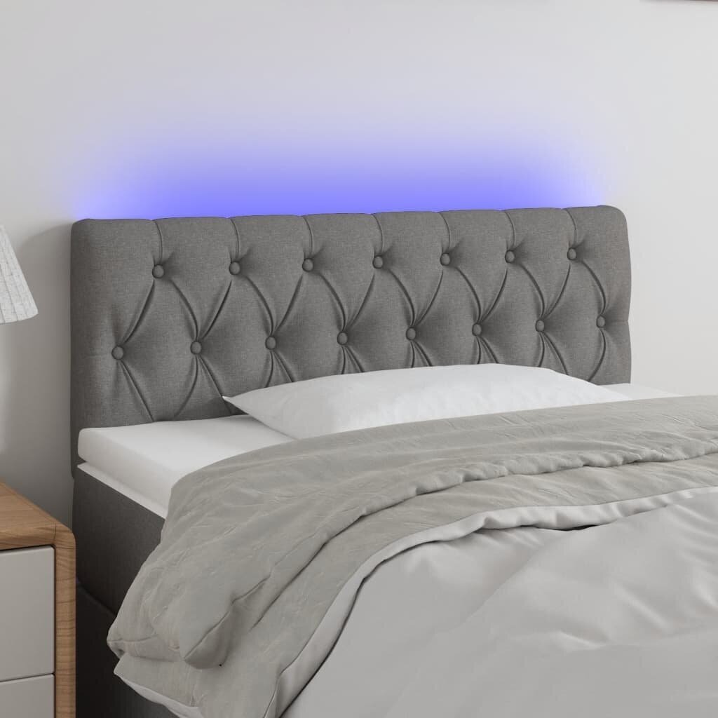 vidaXL LED-voodipeats, tumehall, 100x7x78/88 cm, kangas hind ja info | Voodid | kaup24.ee