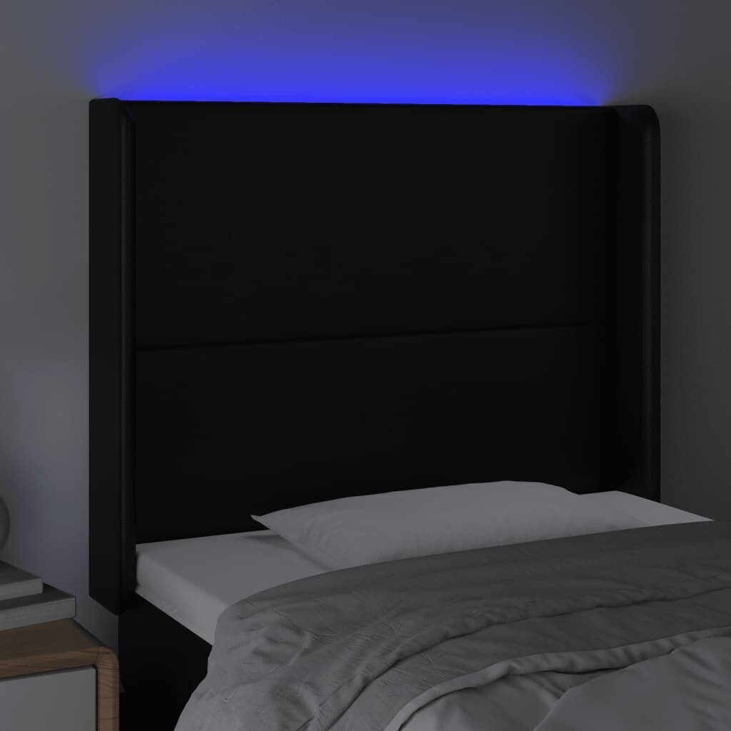 vidaXL LED-voodipeats, must, 103x16x118/128 cm, kunstnahk hind ja info | Voodid | kaup24.ee