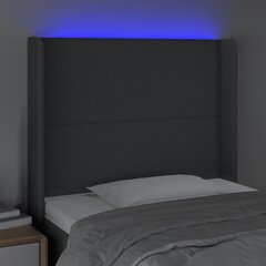 vidaXL LED-voodipeats, tumehall, 103x16x118/128 cm, kangas цена и информация | Кровати | kaup24.ee