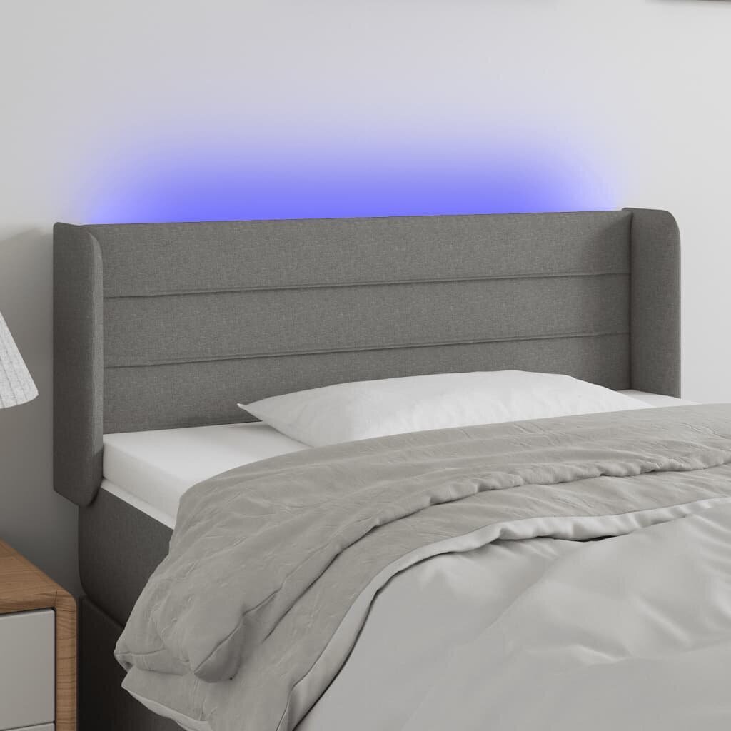 vidaXL LED-voodipeats, tumehall, 103x16x78/88 cm, kangas hind ja info | Voodid | kaup24.ee