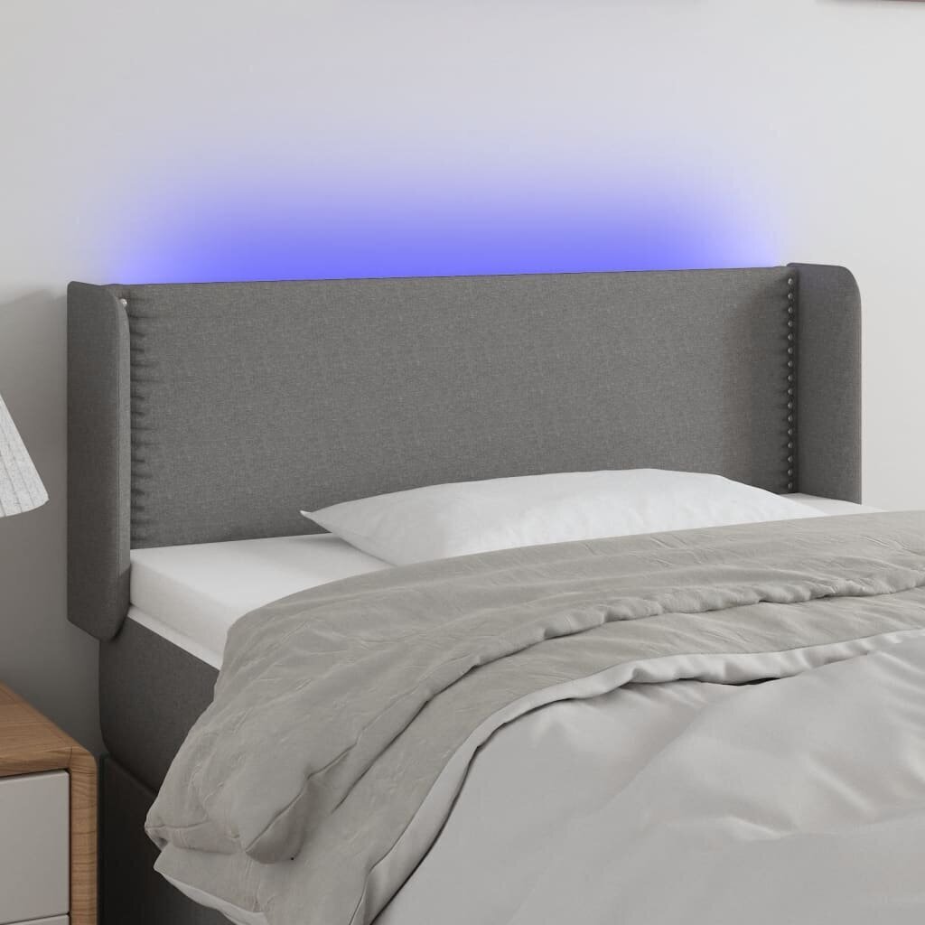 vidaXL LED-voodipeats, tumehall, 103x16x78/88 cm, kangas hind ja info | Voodid | kaup24.ee