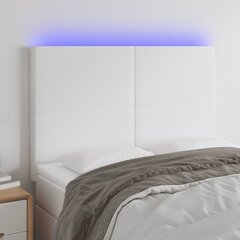 vidaXL LED-voodipeats, valge, 144x5x118/128 cm, kunstnahk hind ja info | Voodid | kaup24.ee