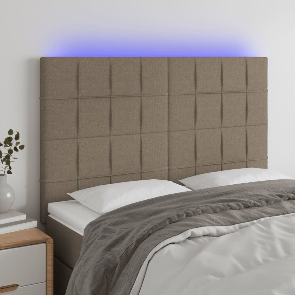 vidaXL LED-voodipeats, pruunikashall, 144x5x118/128 cm, kangas hind ja info | Voodid | kaup24.ee