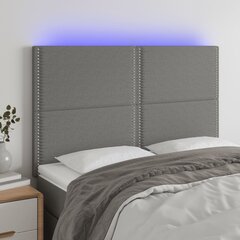 vidaXL LED-voodipeats, tumehall, 144x5x118/128 cm, kangas цена и информация | Кровати | kaup24.ee