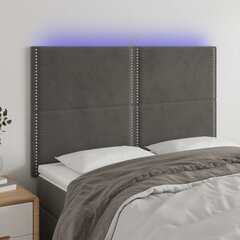 vidaXL LED-voodipeats, tumehall, 144x5x118/128 cm, samet hind ja info | Voodid | kaup24.ee