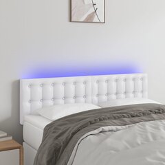 vidaXL LED-voodipeats, valge, 144x5x78/88 cm kunstnahk цена и информация | Кровати | kaup24.ee