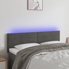 vidaXL LED-voodipeats, tumehall, 144x5x78/88 cm, samet цена и информация | Кровати | kaup24.ee
