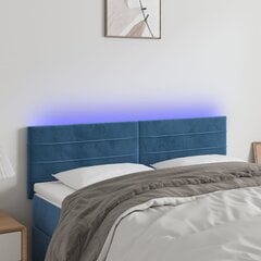 vidaXL LED-voodipeats, tumesinine, 144x5x78/88 cm, samet цена и информация | Кровати | kaup24.ee