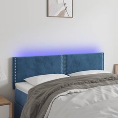 vidaXL LED-voodipeats, tumesinine, 144x5x78/88 cm, samet цена и информация | Кровати | kaup24.ee