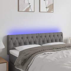 vidaXL LED-voodipeats, tumehall, 144x7x78/88 cm, kangas цена и информация | Кровати | kaup24.ee