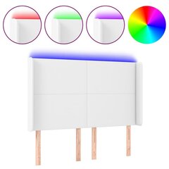 vidaXL LED-voodipeats, valge, 147x16x118/128 cm, kunstnahk цена и информация | Кровати | kaup24.ee