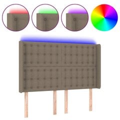 vidaXL LED-voodipeats, pruunikashall, 147x16x118/128 cm, kangas hind ja info | Voodid | kaup24.ee