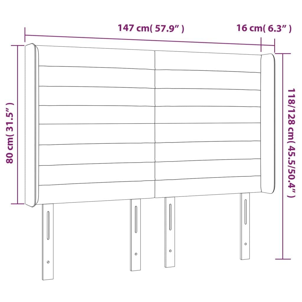 vidaXL LED-voodipeats, tumehall, 147x16x118/128 cm, kangas hind ja info | Voodid | kaup24.ee