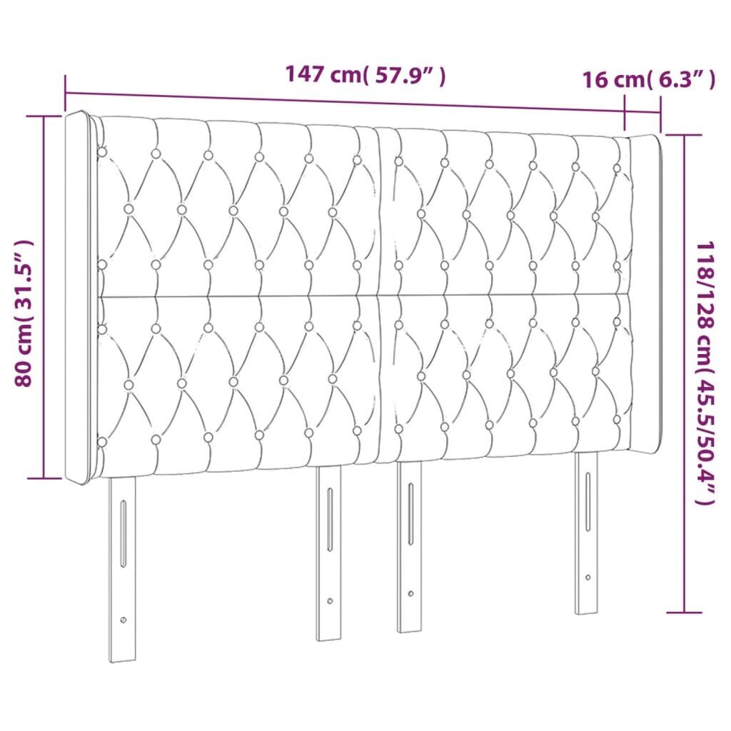 vidaXL LED-voodipeats, roheline, 147x16x118/128 cm, kangas hind ja info | Voodid | kaup24.ee