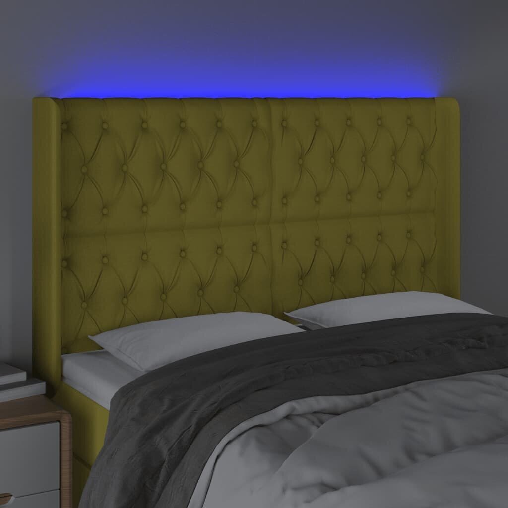 vidaXL LED-voodipeats, roheline, 147x16x118/128 cm, kangas hind ja info | Voodid | kaup24.ee